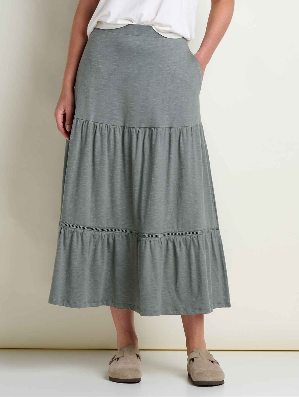 NWT Toad & Co Marigold Tiered Midi Skirt - Slate Size Medium